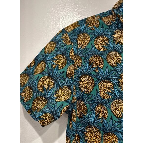 BONOBOS Pineapple Fields Riviera Print Slim Fit Shirt Size Medium Short Sleeve - Picture 4 of 7
